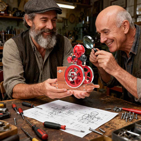 RETROL & OKMO B01 Ball Top Vertical Hit and Miss Engine Miniature Gas ICE Engine - stirlingkit