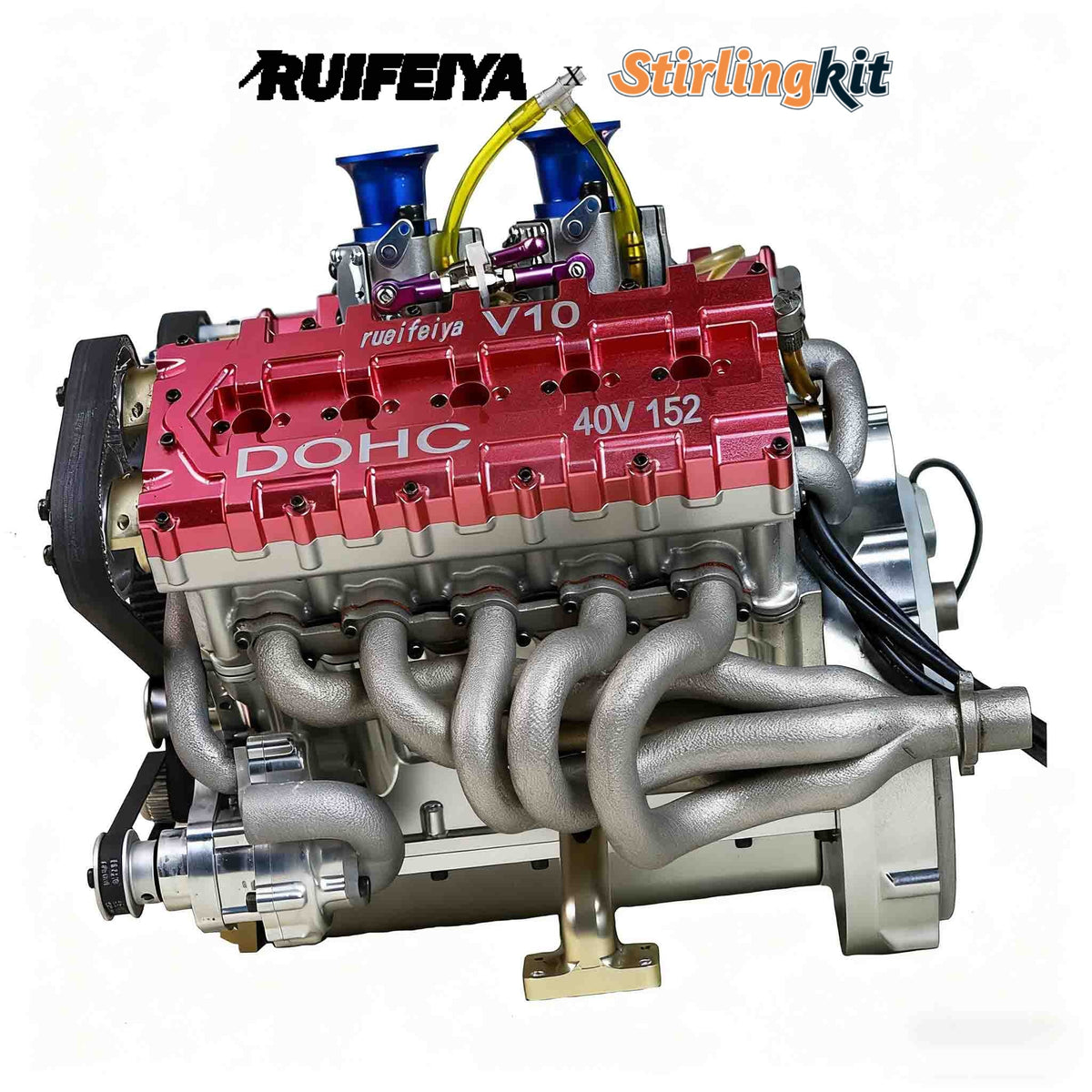 RUIFEIYA V10-150 1/4-Scale V10 Engine Model High Performance – 150cc DOHC, 40-Valve, 4-Stroke, Water-Cooled, Limited Edition Up to 11,000 RPM - stirlingkit
