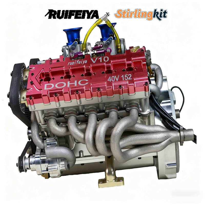 RUIFEIYA V10-150 1/4-Scale V10 Engine Model High Performance – 150cc DOHC, 40-Valve, 4-Stroke, Water-Cooled, Limited Edition Up to 11,000 RPM - stirlingkit