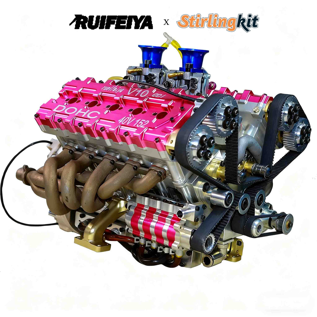 RUIFEIYA V10-150 1/4-Scale V10 Engine Model High Performance – 150cc DOHC, 40-Valve, 4-Stroke, Water-Cooled, Limited Edition Up to 11,000 RPM - stirlingkit