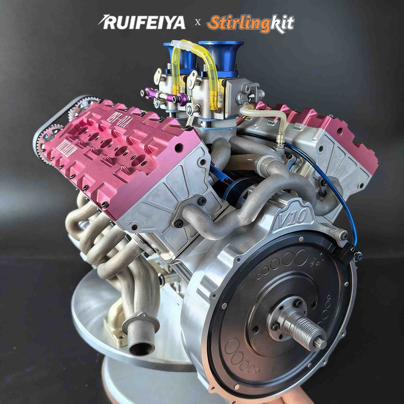 RUIFEIYA V10-150 1/4-Scale V10 Engine Model High Performance – 150cc DOHC, 40-Valve, 4-Stroke, Water-Cooled, Limited Edition Up to 11,000 RPM - stirlingkit