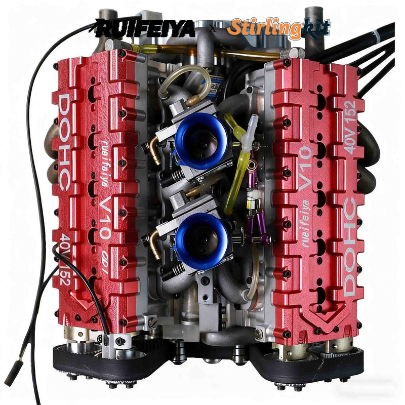 RUIFEIYA V10-150 1/4-Scale V10 Engine Model High Performance – 150cc DOHC, 40-Valve, 4-Stroke, Water-Cooled, Limited Edition Up to 11,000 RPM - stirlingkit