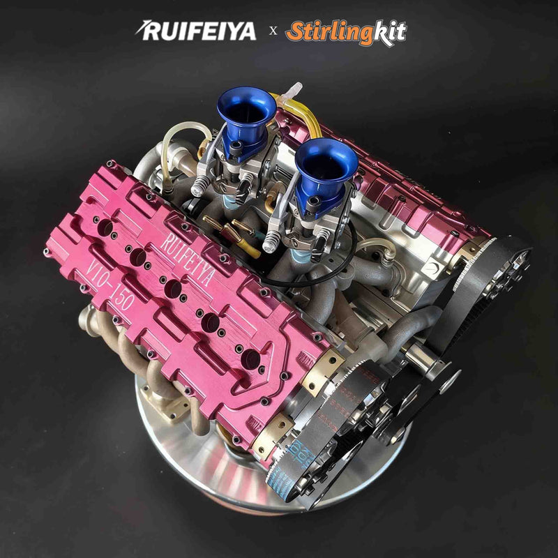 RUIFEIYA V10-150 1/4-Scale V10 Engine Model High Performance – 150cc DOHC, 40-Valve, 4-Stroke, Water-Cooled, Limited Edition Up to 11,000 RPM - stirlingkit
