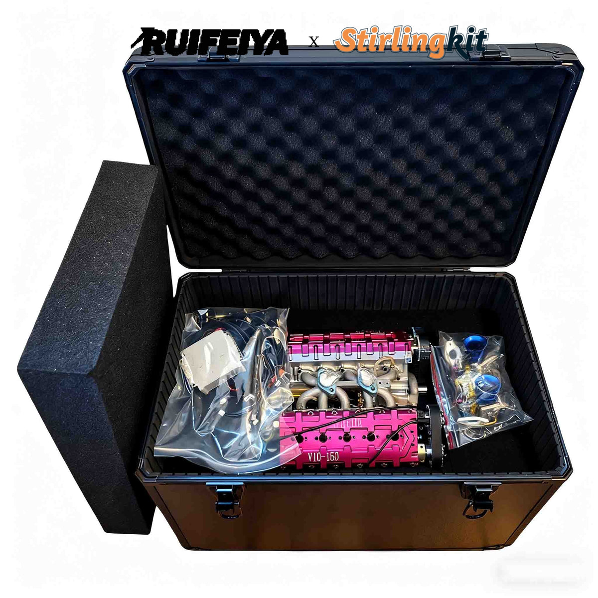 RUIFEIYA V10-150 1/4-Scale V10 Engine Model High Performance – 150cc DOHC, 40-Valve, 4-Stroke, Water-Cooled, Limited Edition Up to 11,000 RPM - stirlingkit