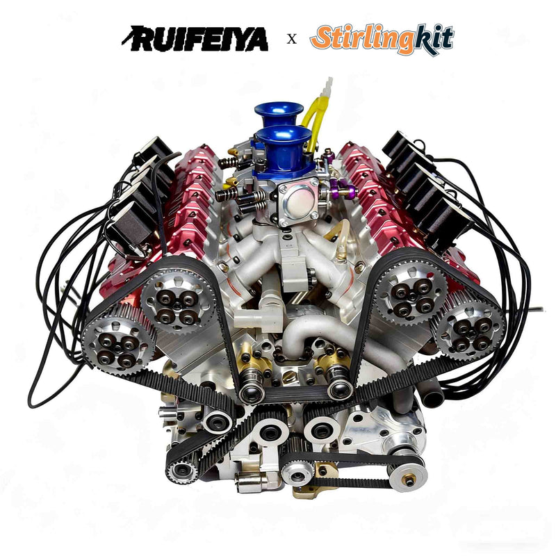RUIFEIYA V10-150 1/4-Scale V10 Engine Model High Performance – 150cc DOHC, 40-Valve, 4-Stroke, Water-Cooled, Limited Edition Up to 11,000 RPM - stirlingkit