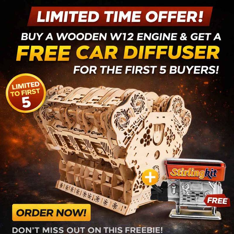 W12 Engine Model Kits That Runs 1400+PCS Iconic 3D Wooden Mechanical Car Engine Model - stirlingkit