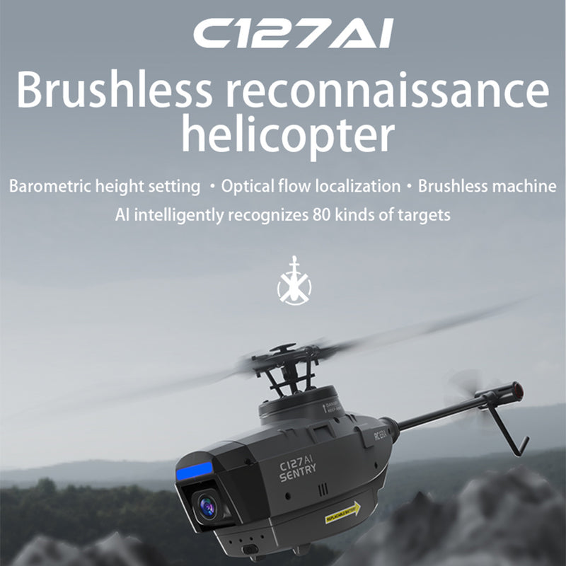 C127AI Scout Drone Model 2.4G RC 4CH Single-Rotor Brushless RC Helicopter Model Without Aileron - RTF Version - stirlingkit