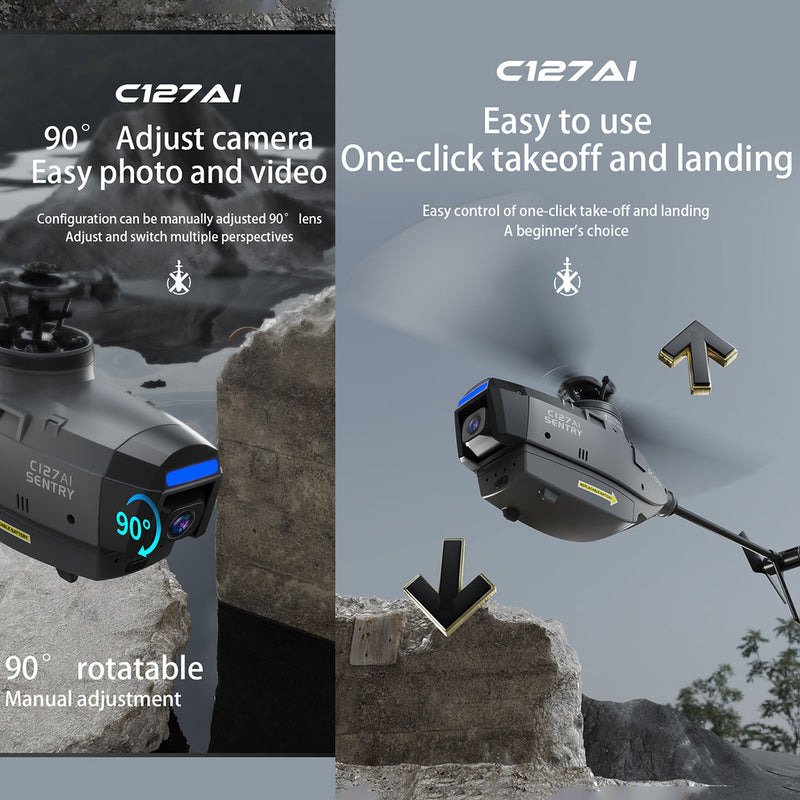 Máy bay không người lái C127AI Scout Drone Model 2.4G RC 4 kênh, động cơ cánh quạt đơn, không chổi than, không có cánh lái - Phiên bản RTF - stirlingkit