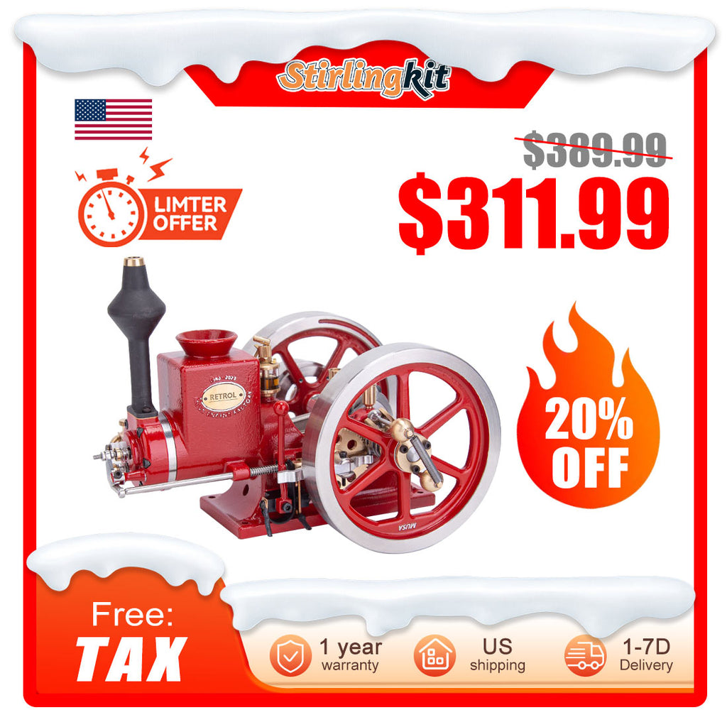 RETROL HM-01 7cc Model Hit and Miss 4-stroke Horizontal Internal Combustion Engine