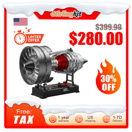 TECHING 1/12 Scale Dual Spool Cutaway Turbofan Engine Model Kits Build your Own Jet Engine Kit That Runs 300+pcs DM121