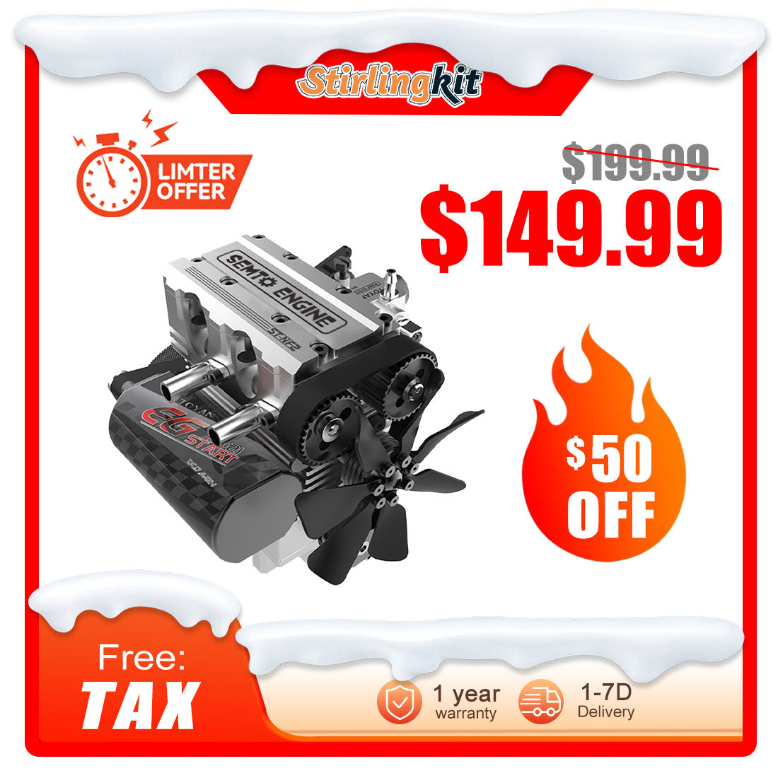 SEMTO ENGINE ST-NF2 DIY Build a Nitro 4 Stroke 2 Cylinder Engine Kit That Runs- FS-L200AC