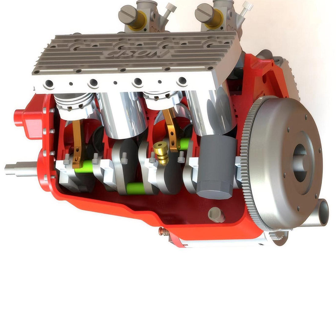 CISON 1/6 Gas Flathead V8 Engine Small Block Engine Model Kits Water-Cooled 4 Stroke 44cc - stirlingkit