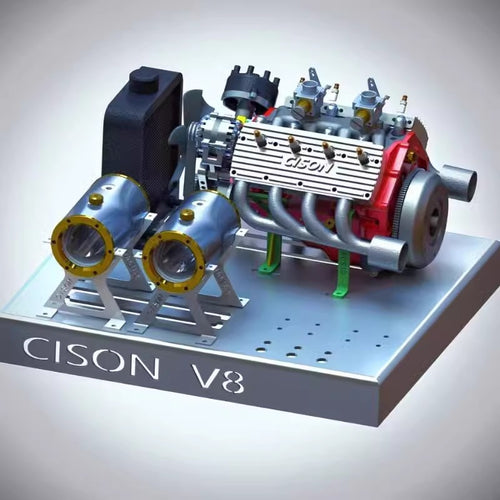 Cison Flathead V8 Engine Kits with Metal Base Full Set V8-440 44cc - stirlingkit