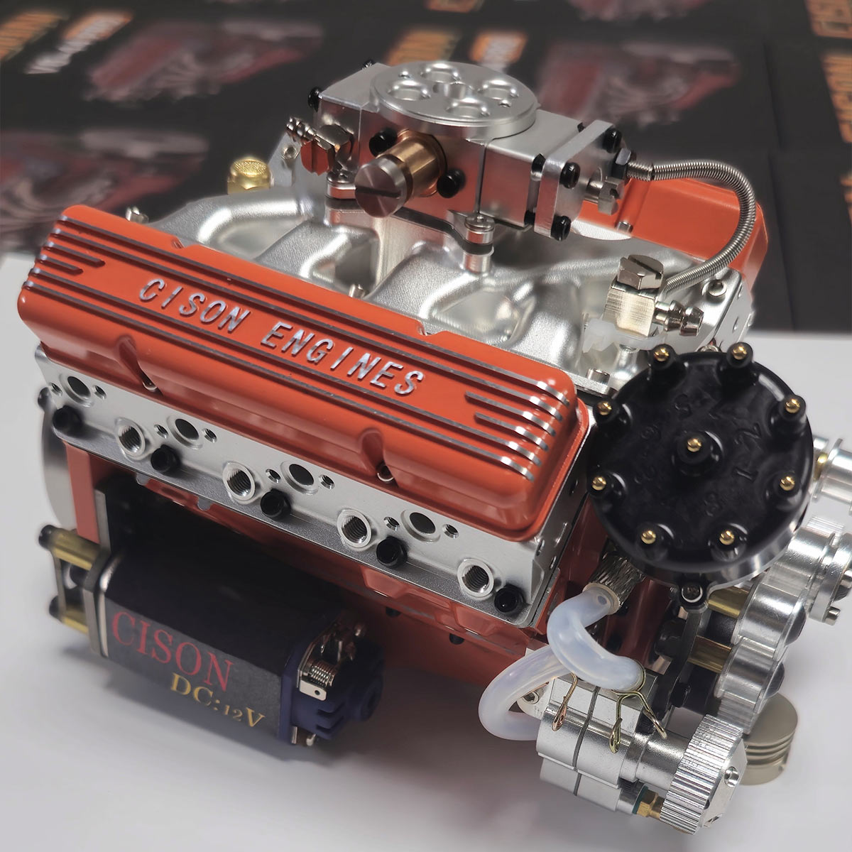 CISON Gasoline OHV V8 Small-block Engine Model Kits 4-Stroke 44cc Water-Cooled 1/6 - stirlingkit