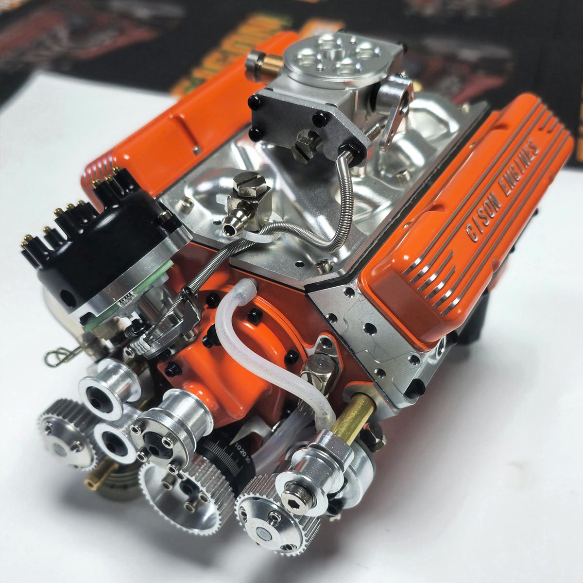 CISON Gasoline OHV V8 Small-block Engine Model Kits 4-Stroke 44cc Water-Cooled 1/6 - stirlingkit