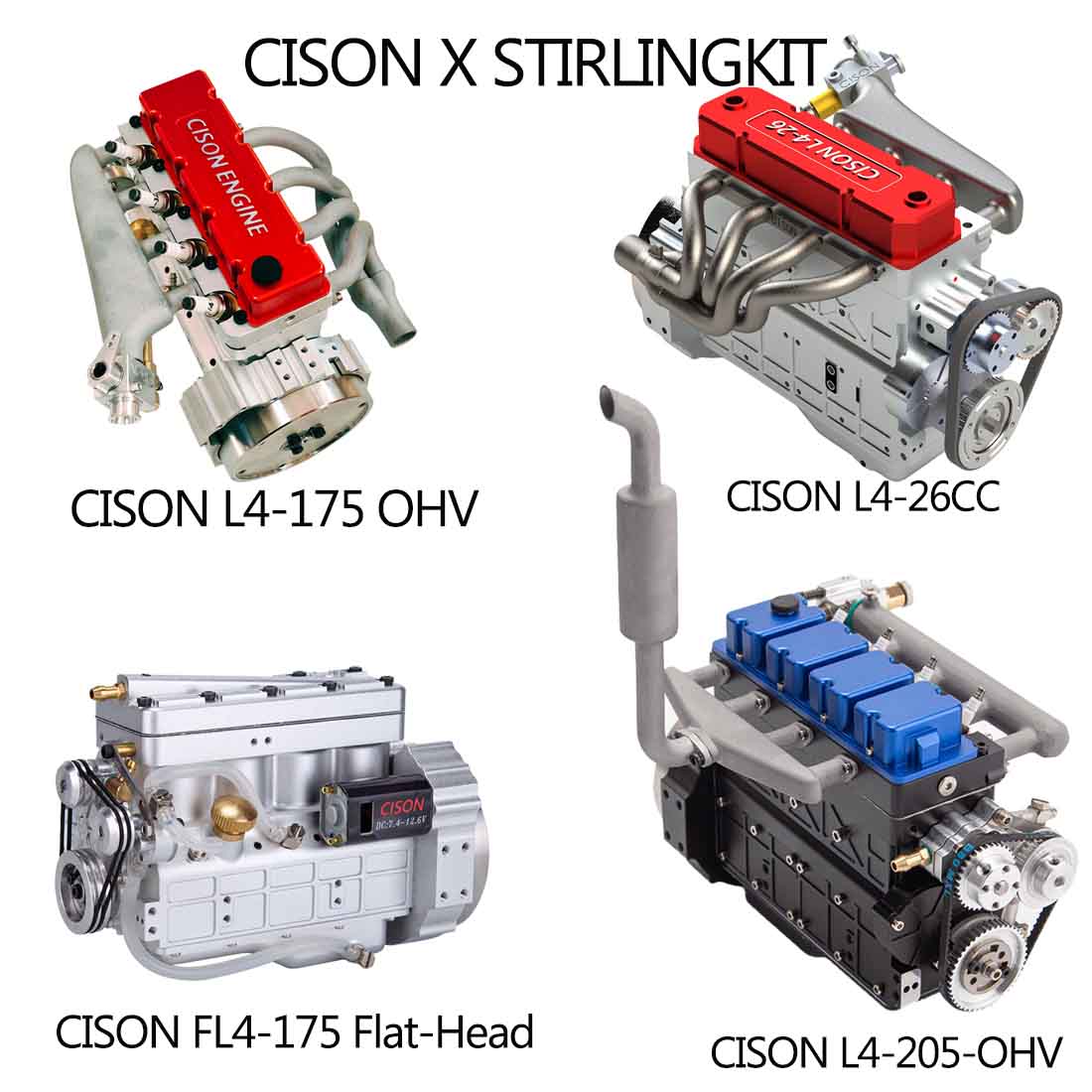 CISON L4 OHV Inline 4 Starter Kit - stirlingkit