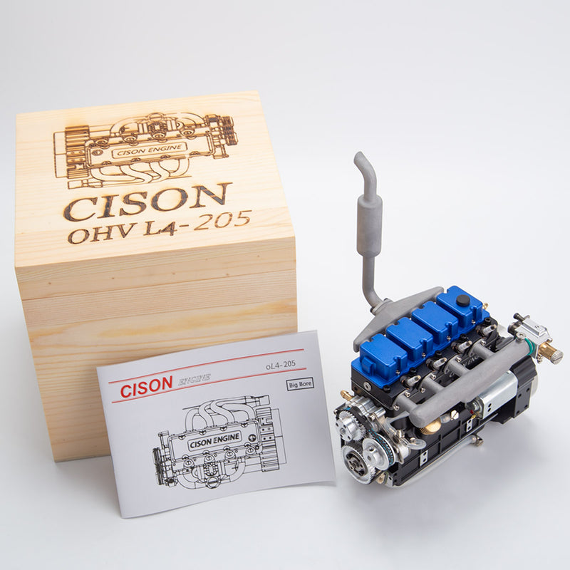 CISON L4-205-OHV 20.5cc Gas Powered Inline Four 4-Stroke Water-Cooled Engine Model with 4-1 Exhaust Header - stirlingkit