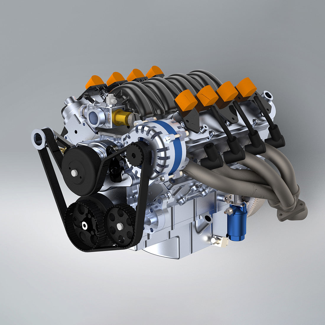 CISON LS-52 Mini V8 Engine Model Kit – 1/5 Scale 52cc Water-Cooled 4-Stroke Gasoline OHV V8 Engine DIY Kit