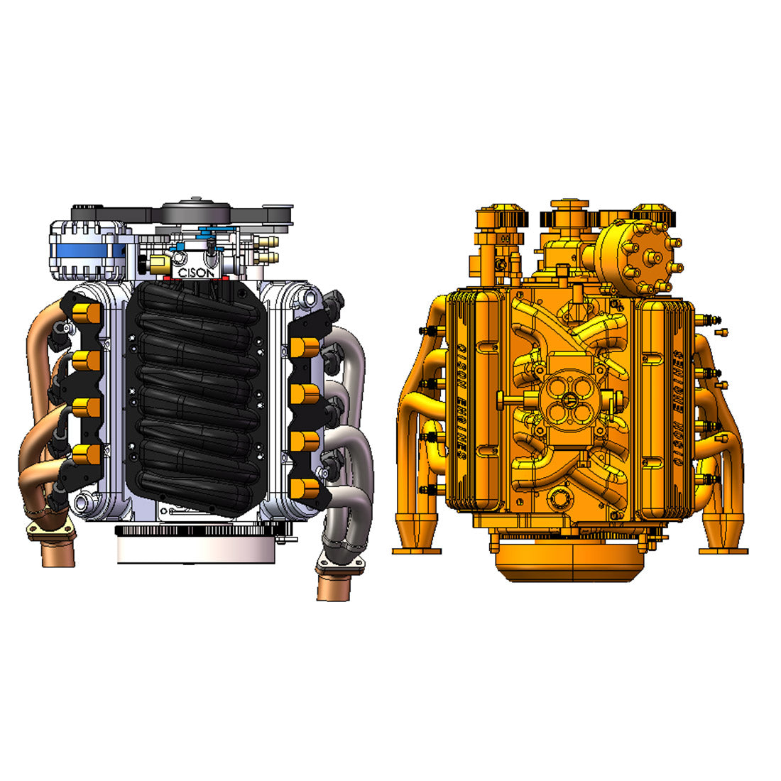 Cison V8 Engine Kits LS-52 with MCU Ignition Metal Base Full Set 52cc