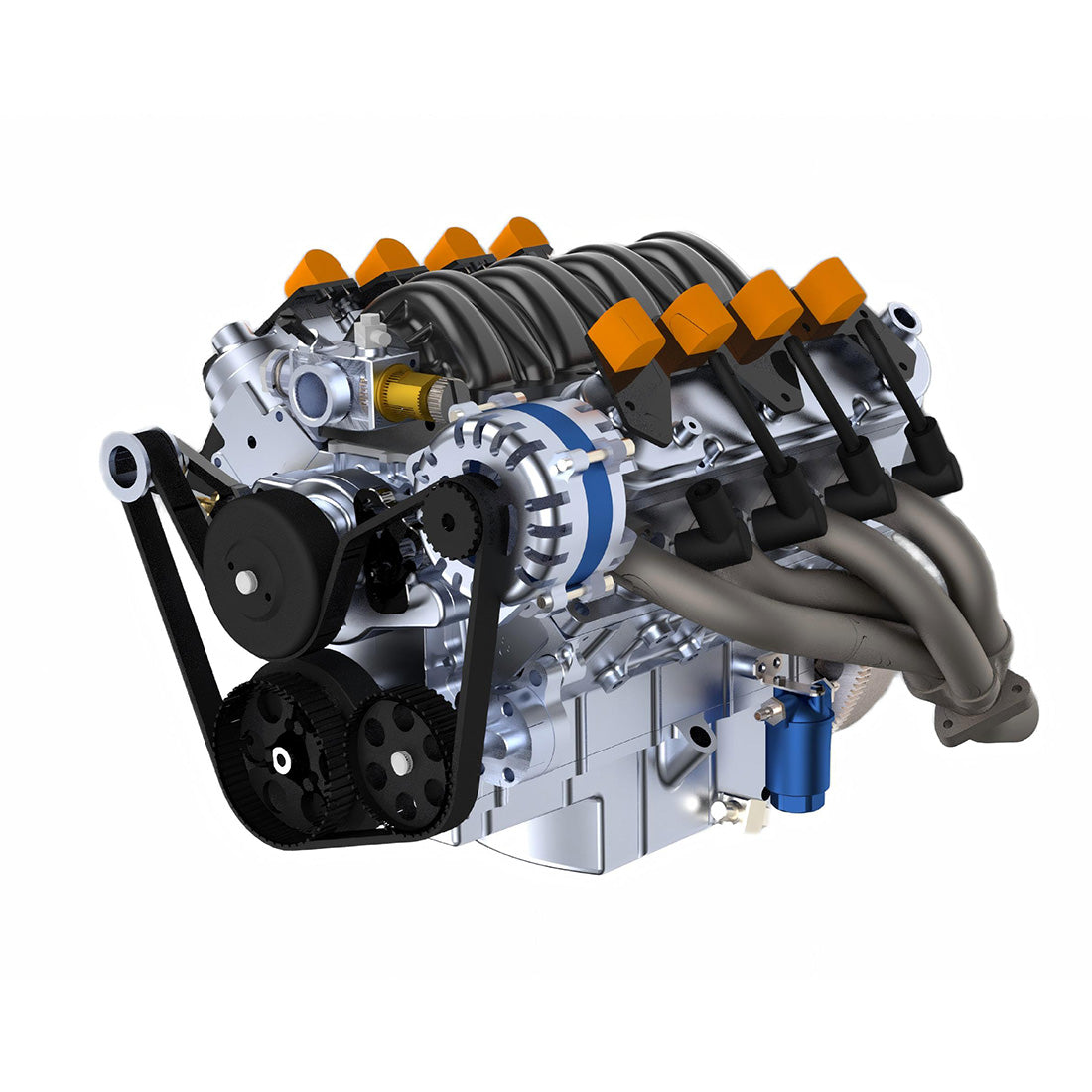 Cison V8 Engine Kits LS-52 with MCU Ignition Metal Base Full Set 52cc - stirlingkit