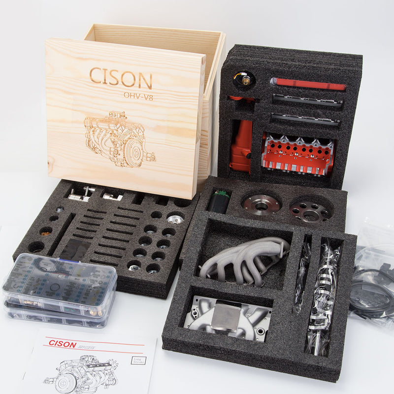 Cison V8 Engine Kits V8-440 with Metal Base Full Set 44cc - stirlingkit