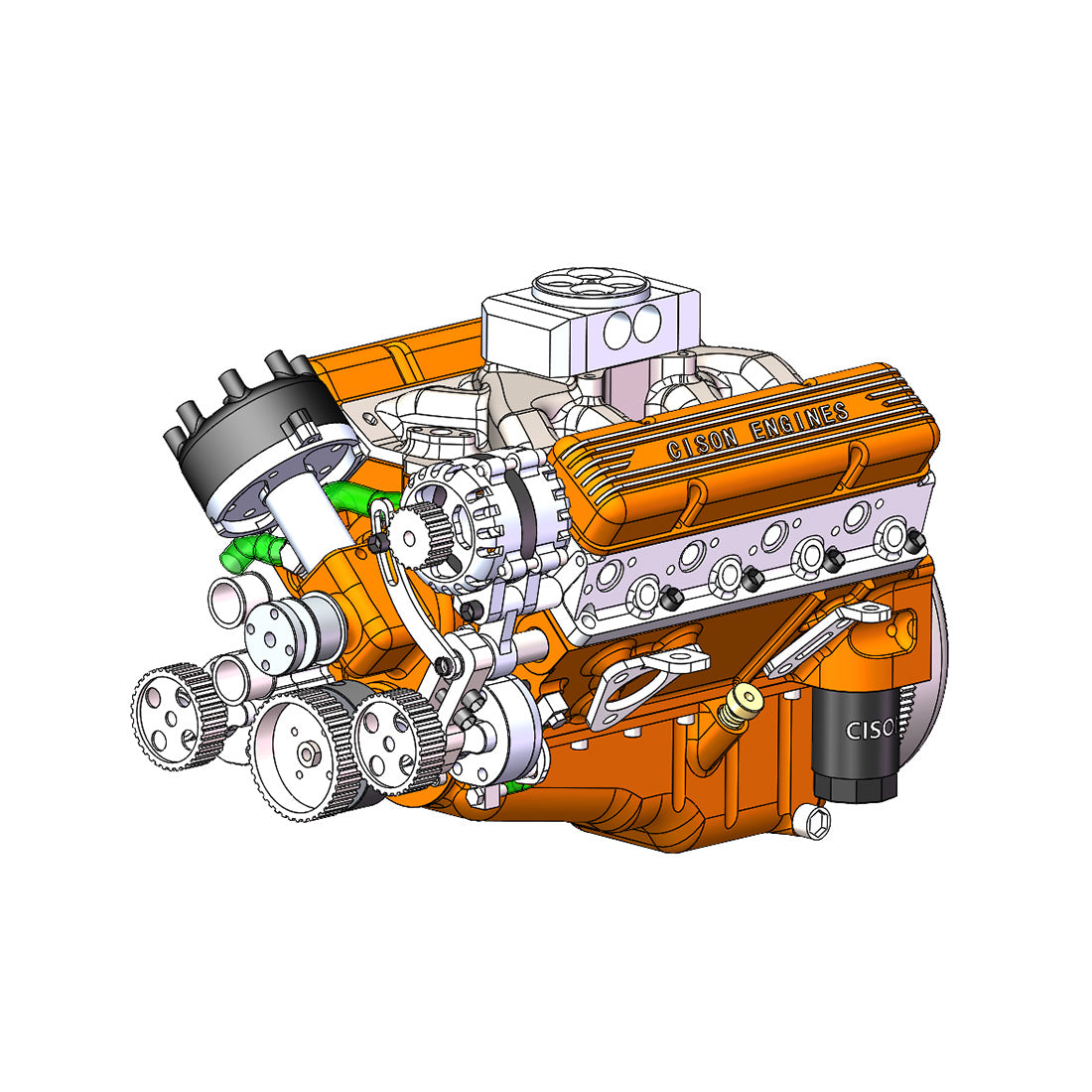 Cison V8 Engine Kits V8-440 with Metal Base Full Set 44cc - Stirlingkit