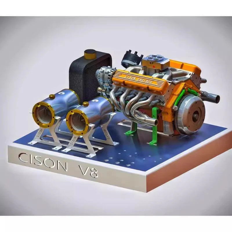 Cison Flathead V8 Engine Kits with Metal Base Full Set V8-440 44cc - stirlingkit