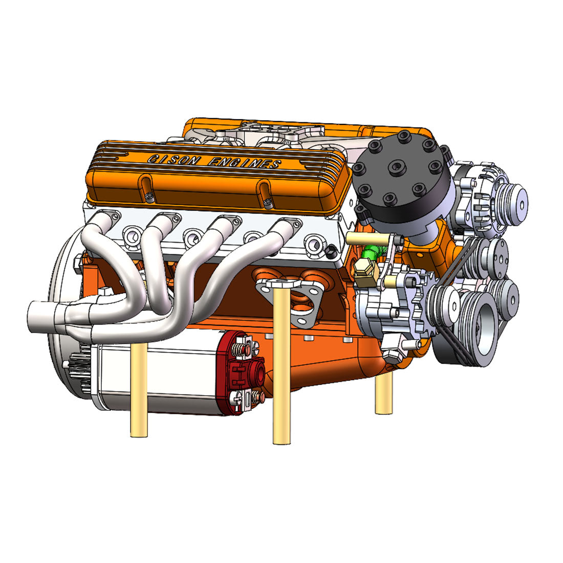 Cison V8 Engine Kits V8-440 with Metal Base Full Set 44cc - stirlingkit