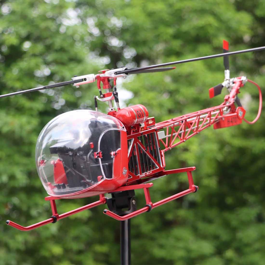 WOLFBUSH CNC Aluminum 450 Size Bell-47 Scale RC Helicopter FPV RTF with H1 pro Flight Controller - stirlingkit