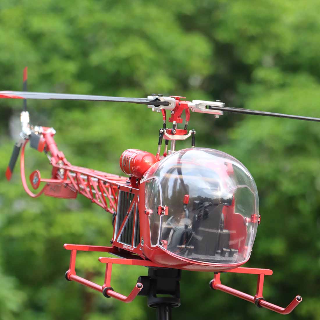 WOLFBUSH CNC Aluminum 450 Size Bell-47 Scale RC Helicopter FPV RTF with H1 pro Flight Controller - stirlingkit