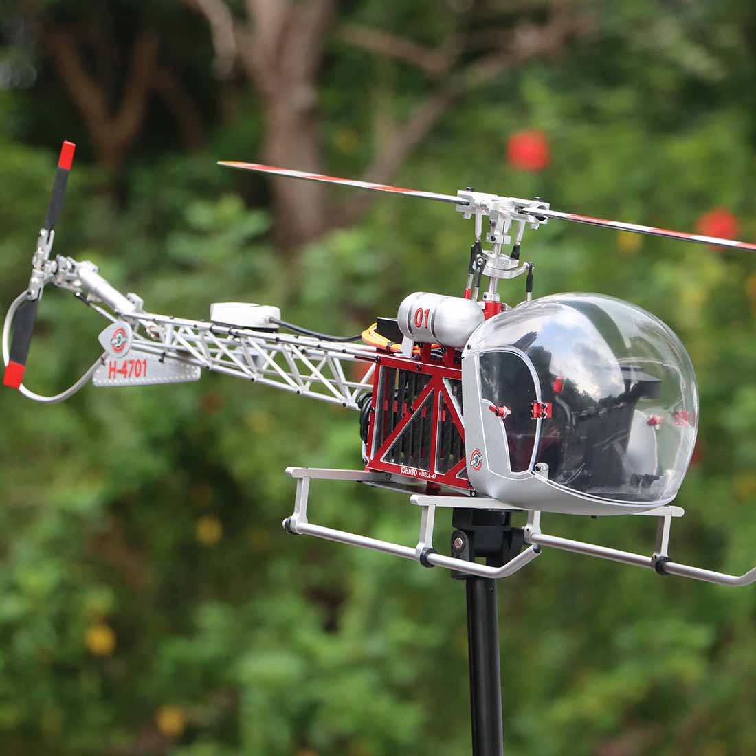 WOLFBUSH CNC Aluminum 450 Size Bell-47 Scale RC Helicopter FPV RTF with H1 pro Flight Controller - stirlingkit