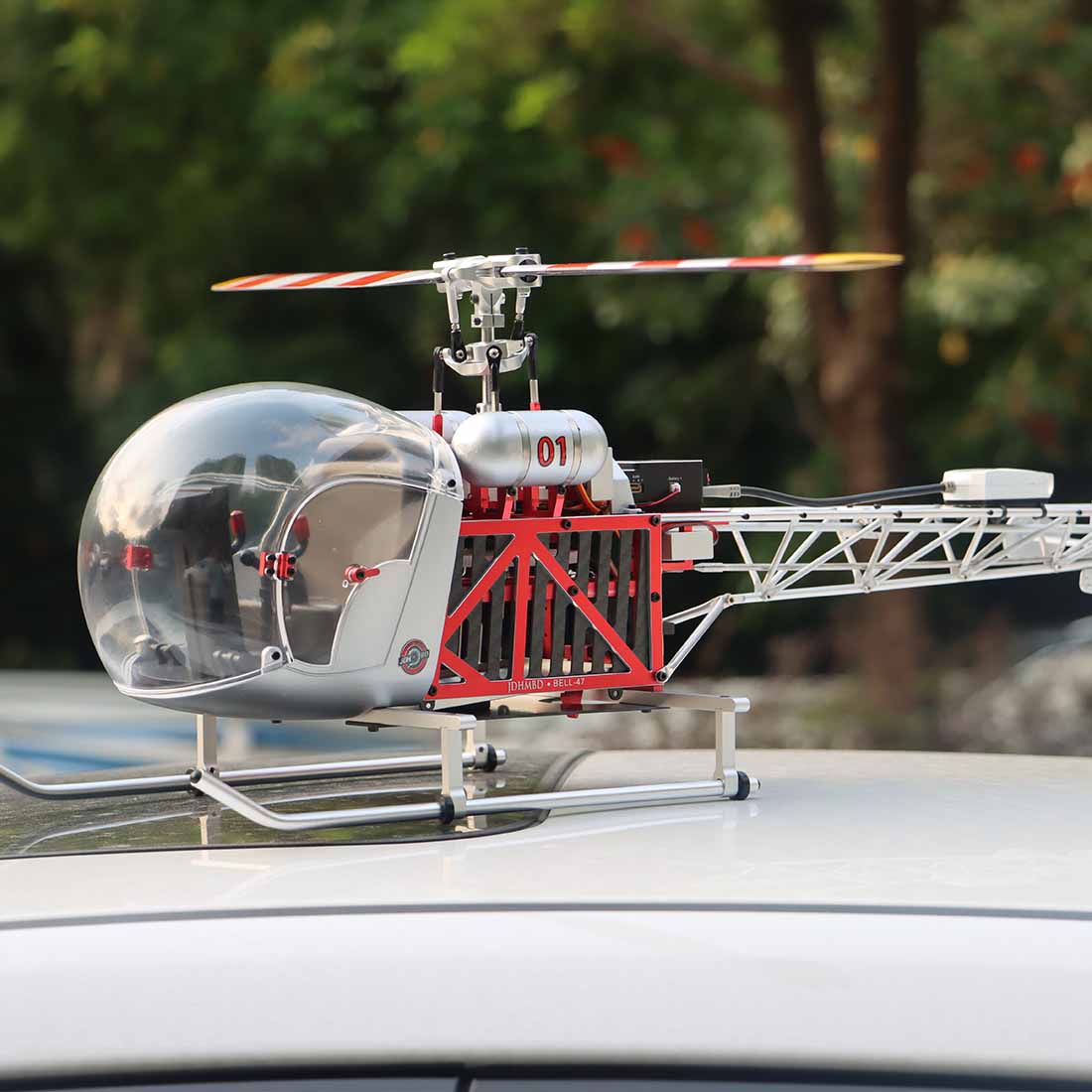 WOLFBUSH CNC Aluminum 450 Size Bell-47 Scale RC Helicopter FPV RTF with H1 pro Flight Controller - stirlingkit