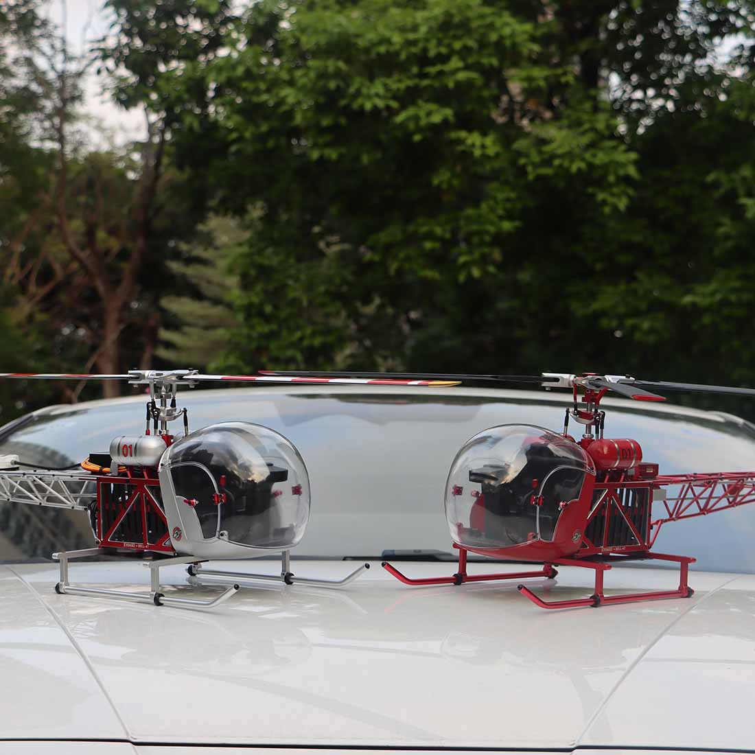 WOLFBUSH CNC Aluminum 450 Size Bell-47 Scale RC Helicopter FPV RTF with H1 pro Flight Controller - stirlingkit