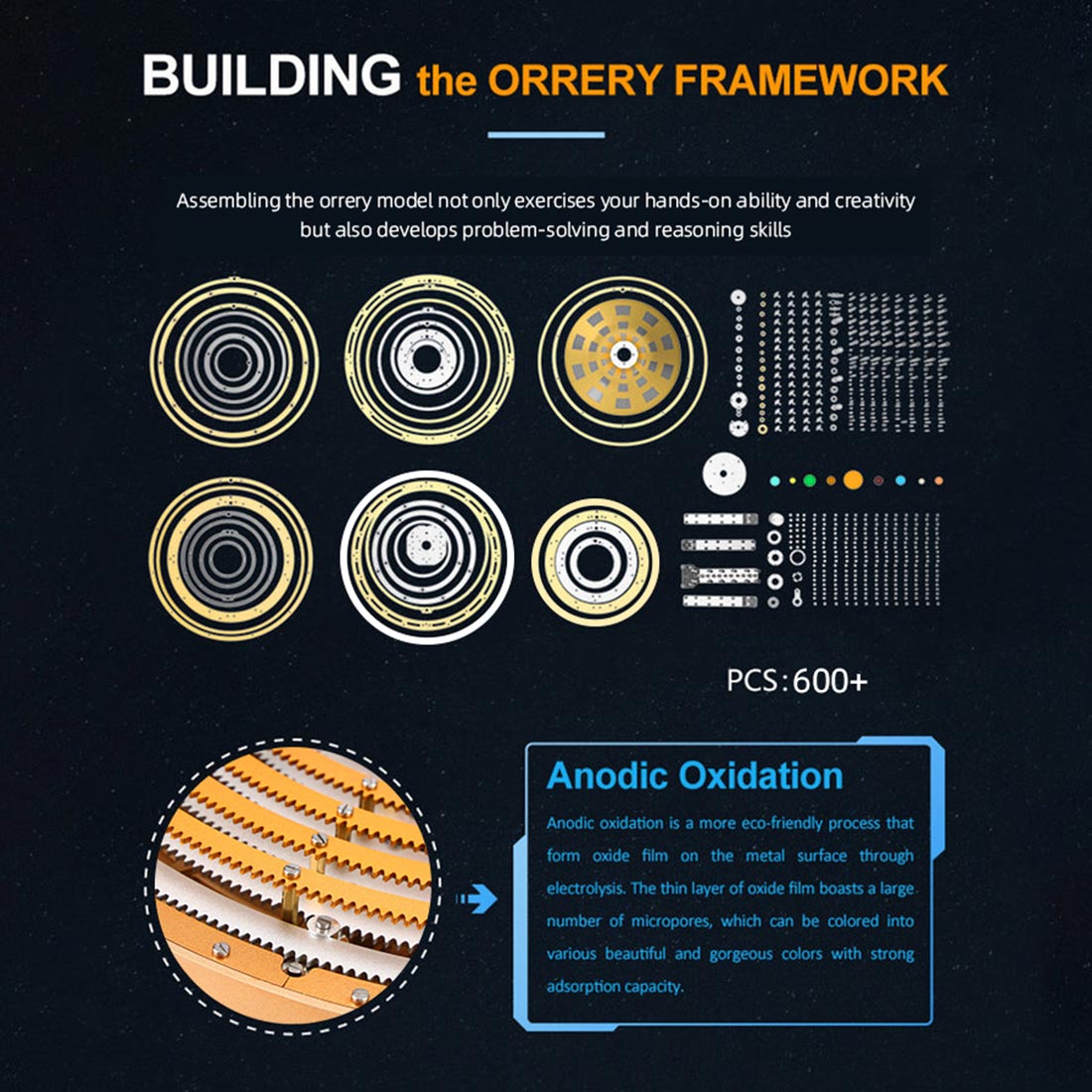 Teching DIY Electric Eight Planet Obiting Orrery Solar System Working Model Kits DM405 - stirlingkit