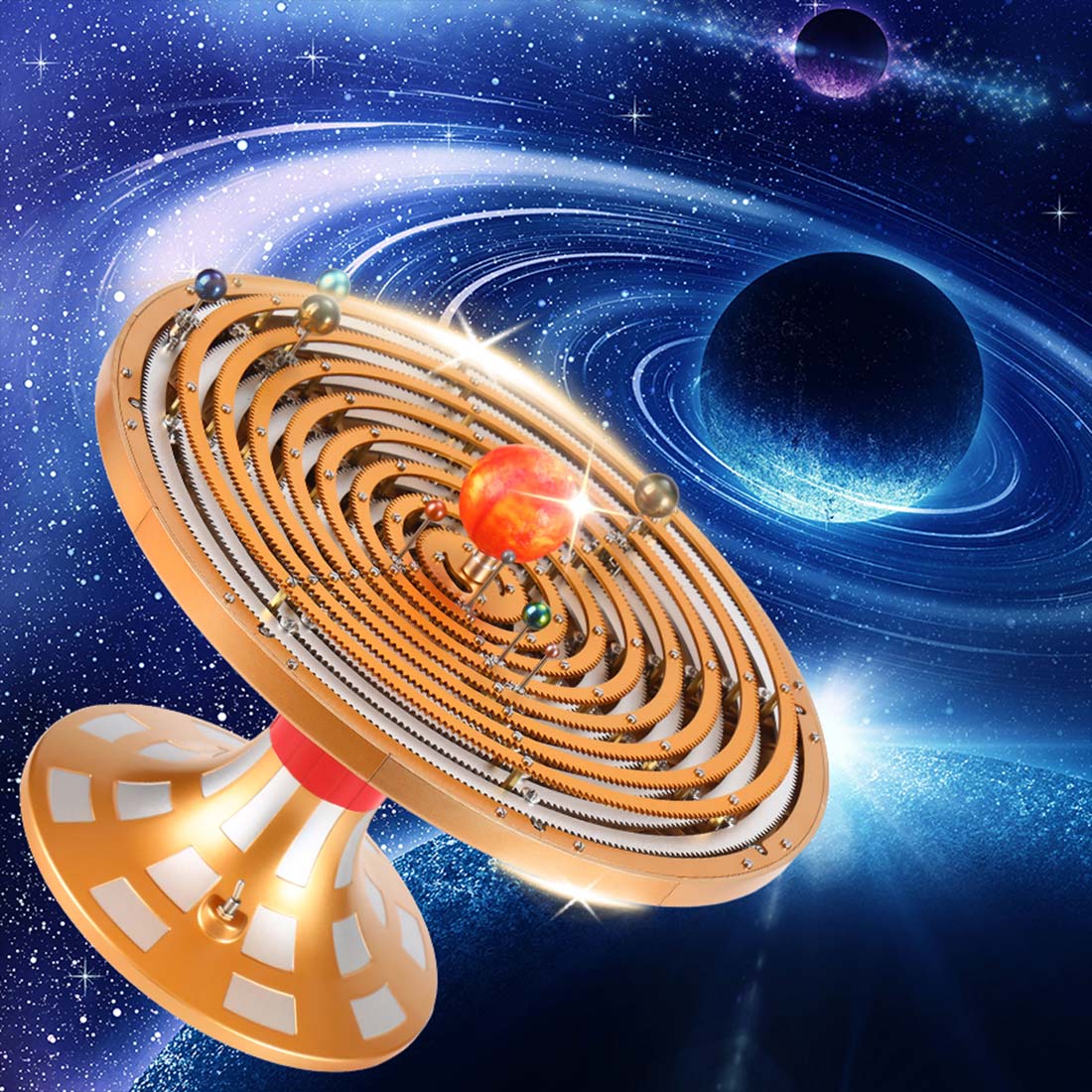 Teching DIY Electric Eight Planet Obiting Orrery Solar System Working Model Kits DM405 - stirlingkit