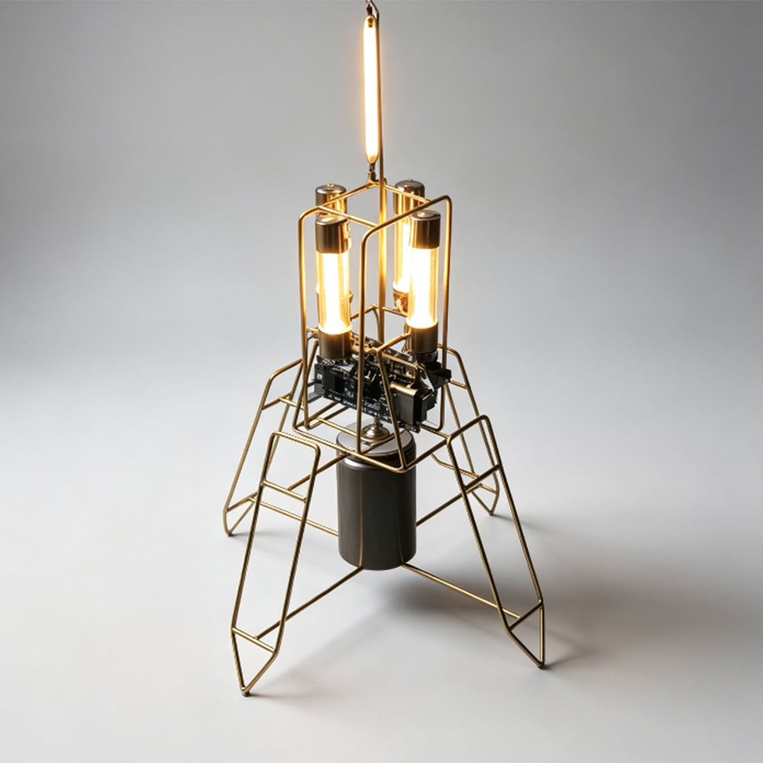 DIY Lunar Lander Satellite Desk Lamp Circuit Sculpture - stirlingkit