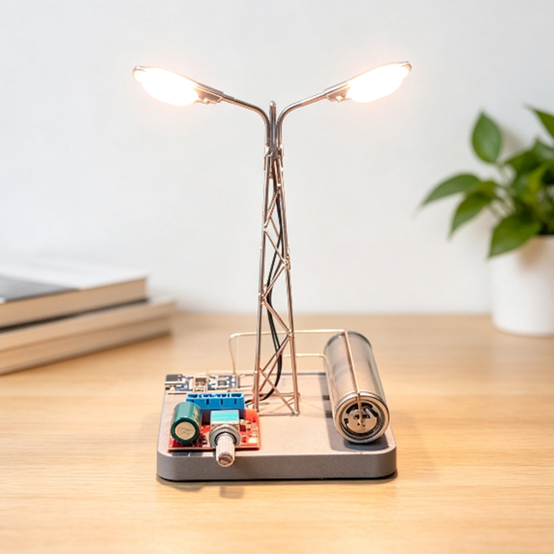 DIY Mini Dual-Head Edison LED Street Lamp Circuit Sculpture