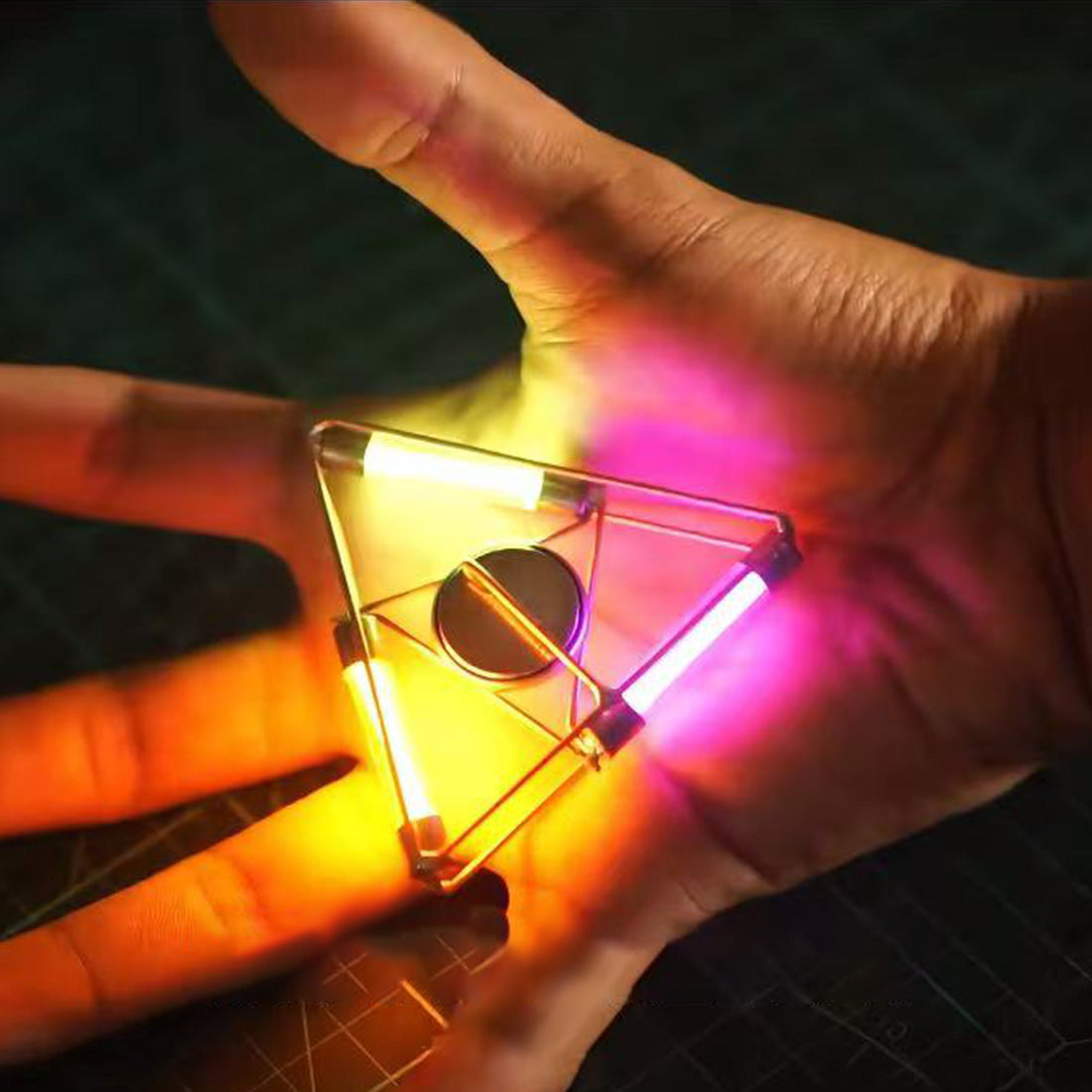 DIY Mini LED Glowing Triangle Lamp Copper Wire Light Circuit Sculpture - stirlingkit