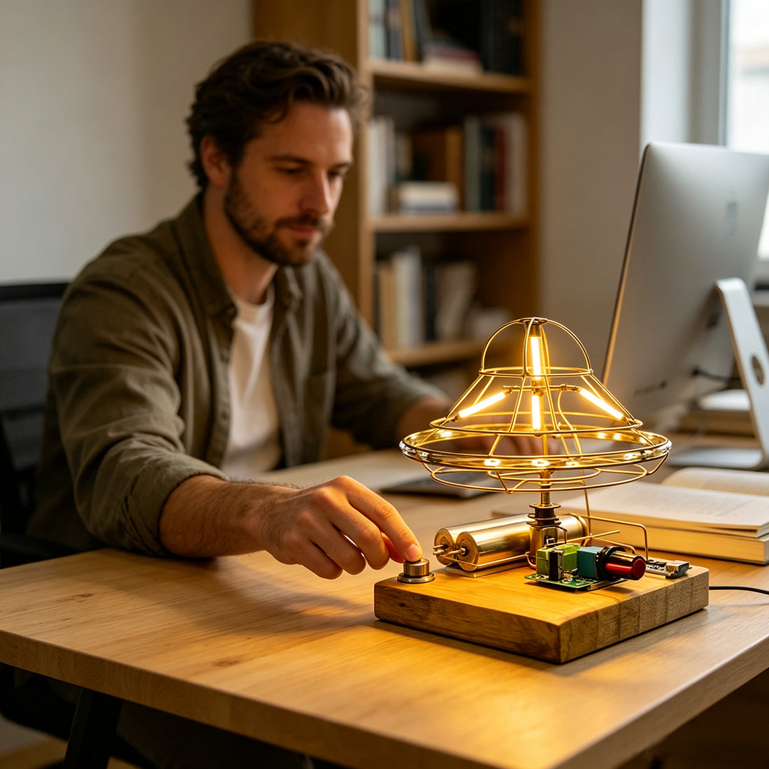 DIY UFO Flying Saucer Desk Lamp Circuit Sculpture - stirlingkit