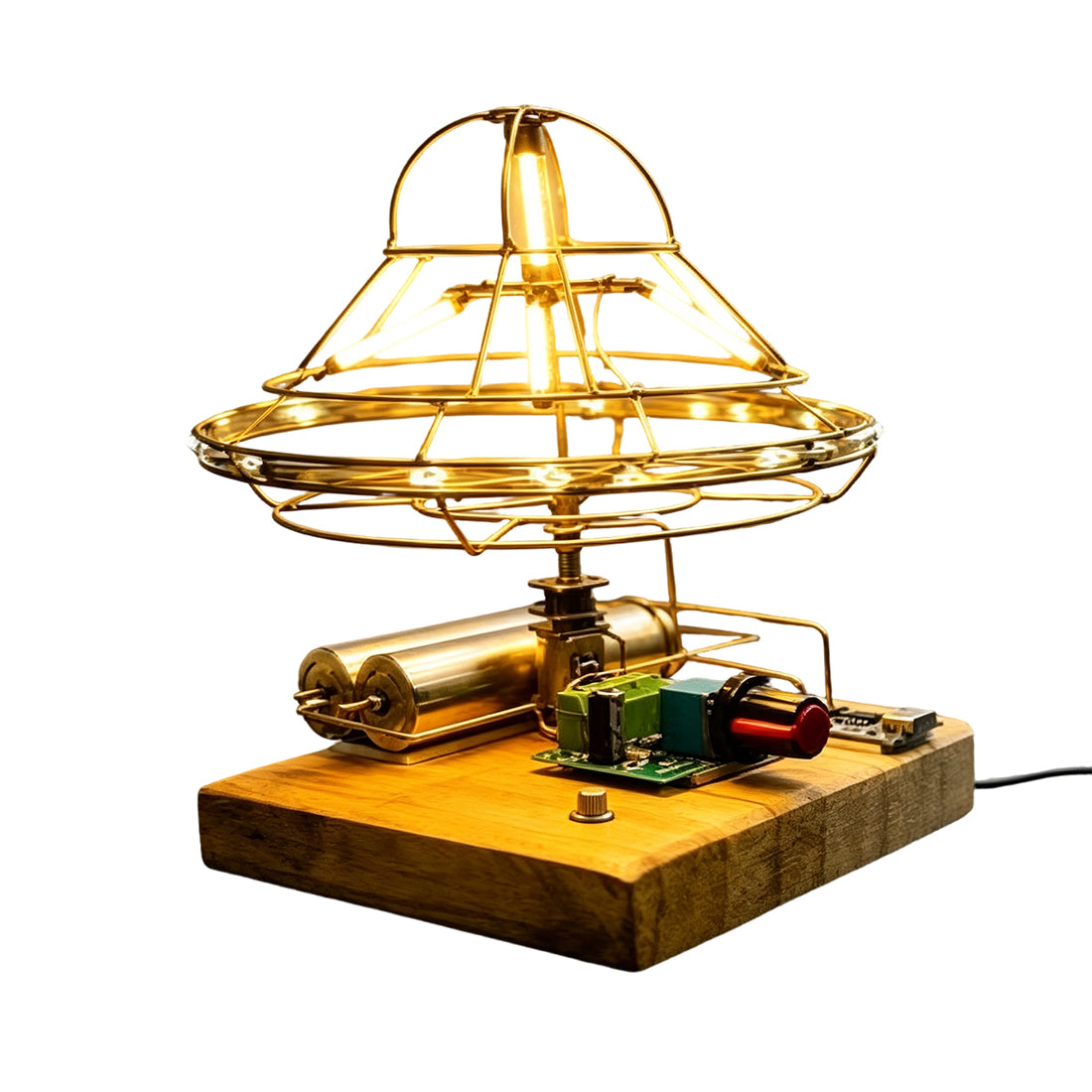 DIY UFO Flying Saucer Desk Lamp Circuit Sculpture - stirlingkit