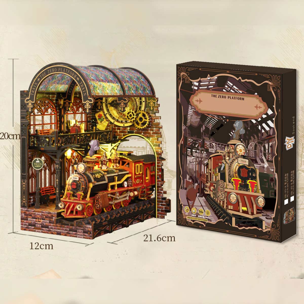 DIY Victorian Railway Station Book Nook Model Kit 3D Wooden Puzzle - stirlingkit