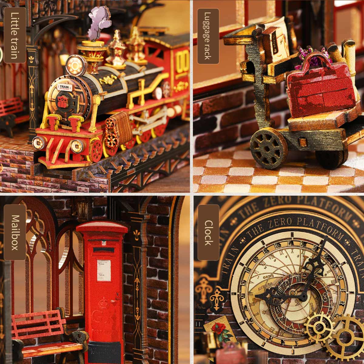 DIY Victorian Railway Station Book Nook Model Kit 3D Wooden Puzzle - stirlingkit