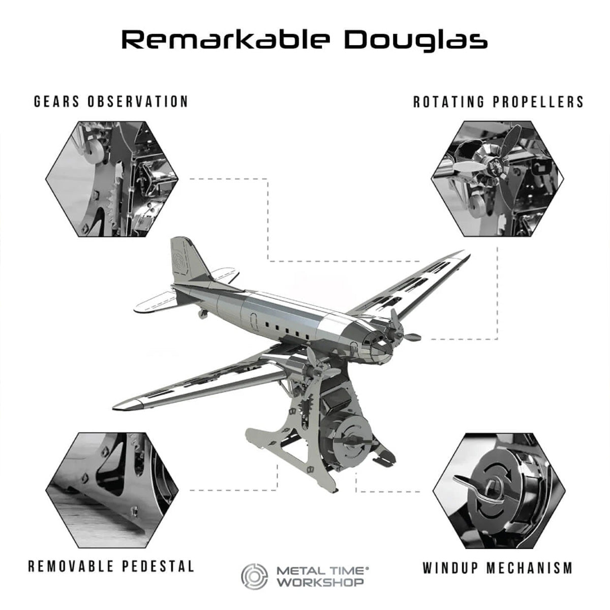 Douglas DC-3 3D Metal Model Kit – DIY Aviation Airplane for Collectors & Desktop Display (146PCS) - stirlingkit