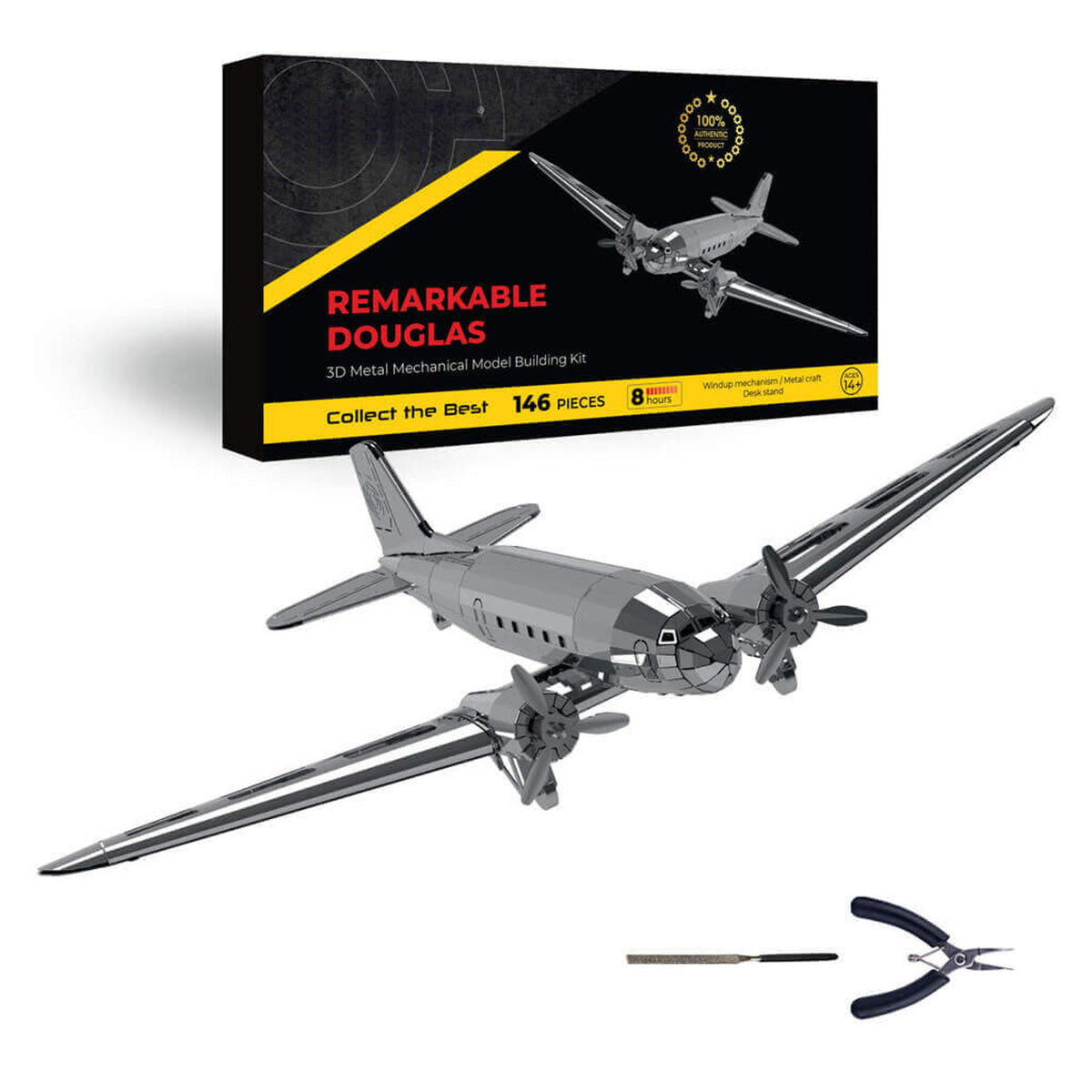 Douglas DC-3 3D Metal Model Kit – DIY Aviation Airplane for Collectors & Desktop Display (146PCS) - stirlingkit