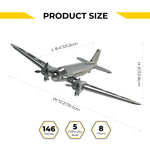 Douglas DC-3 3D Metal Model Kit – DIY Aviation Airplane for Collectors & Desktop Display (146PCS)