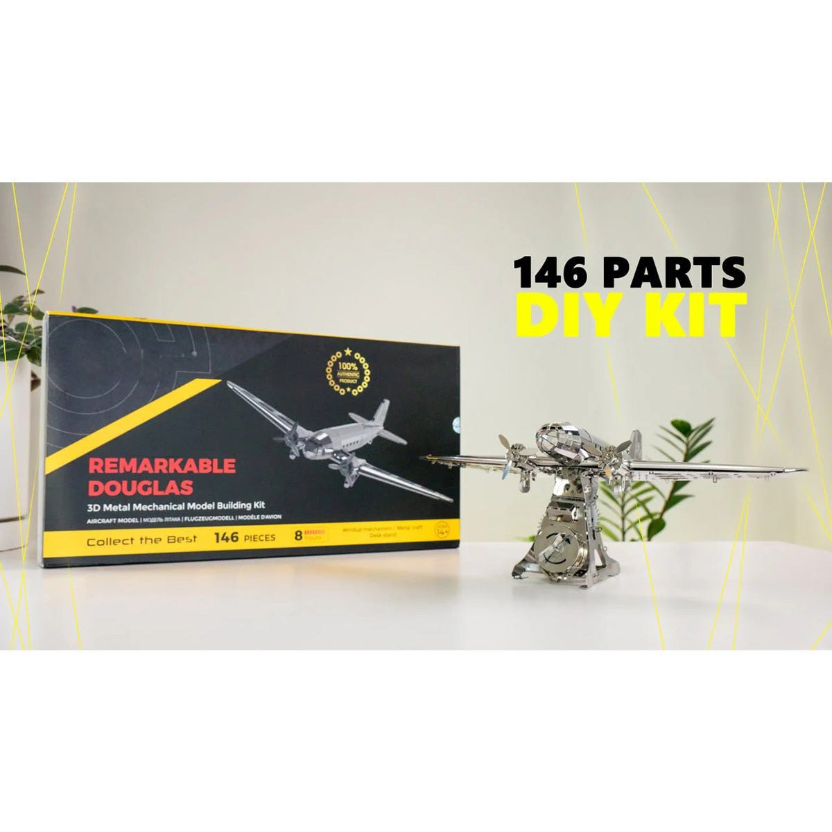 Douglas DC-3 3D Metal Model Kit – DIY Aviation Airplane for Collectors & Desktop Display (146PCS) - stirlingkit