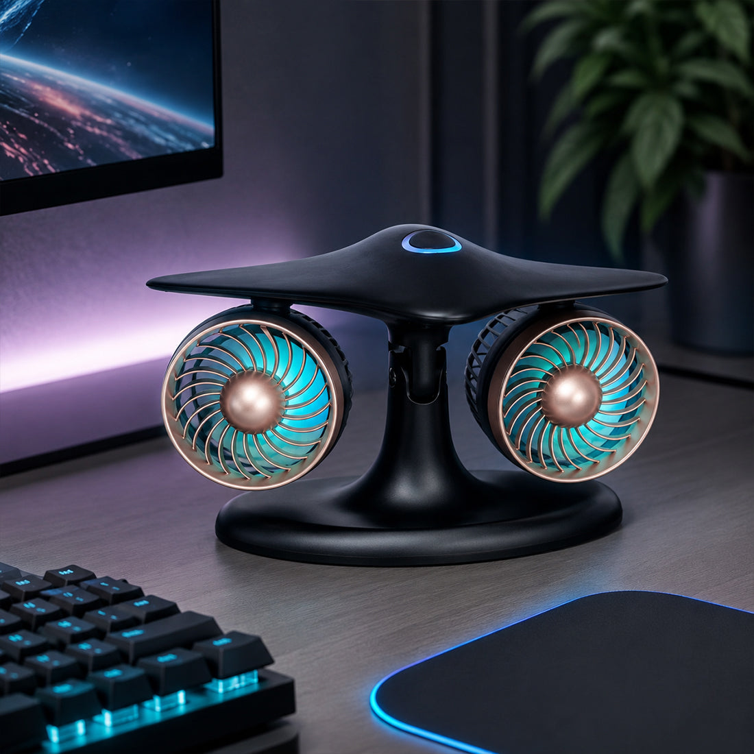 Dual Turbofan Jet Engine Desk Fan for Aviation Fans & Desk Setup