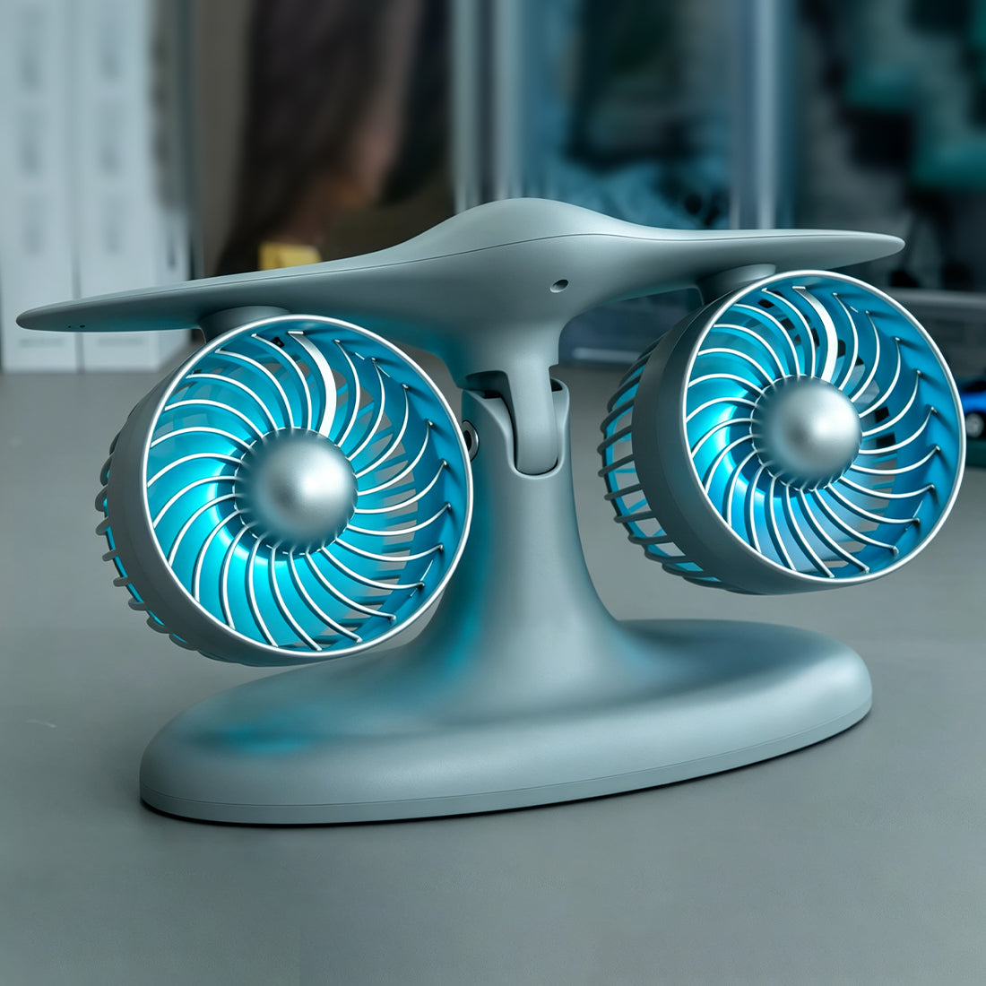 Dual Turbofan Jet Engine Desk Fan for Aviation Fans & Desk Setup