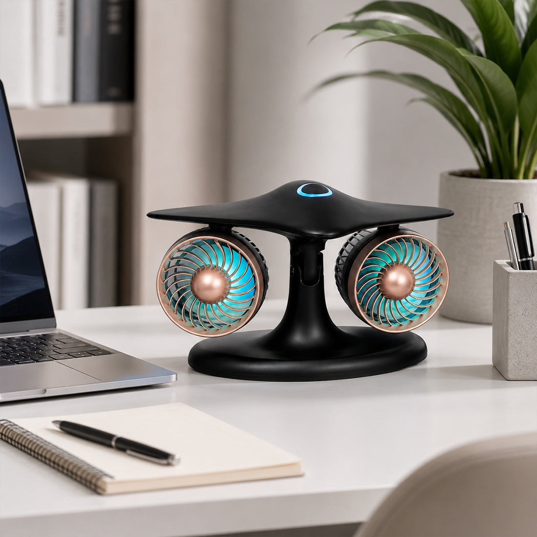 Dual Turbofan Jet Engine Desk Fan for Aviation Fans & Desk Setup