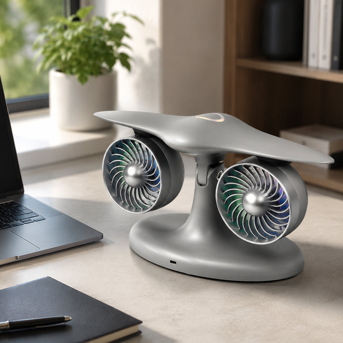 Dual Turbofan Jet Engine Desk Fan for Aviation Fans & Desk Setup